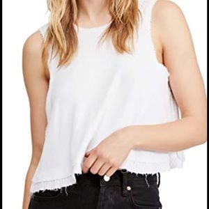 Free people love white ribbed oversized tank top.